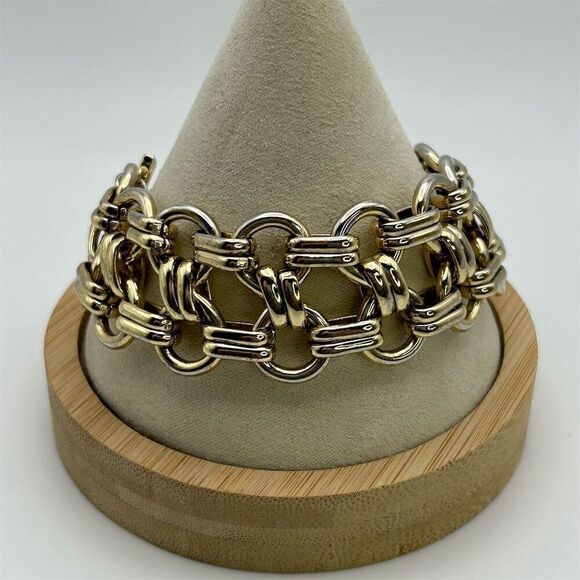 Premier Designs Chunky Gold Tone Chain Link Bracelet 8.5" Adjustable Toggle - Picture 2 of 10